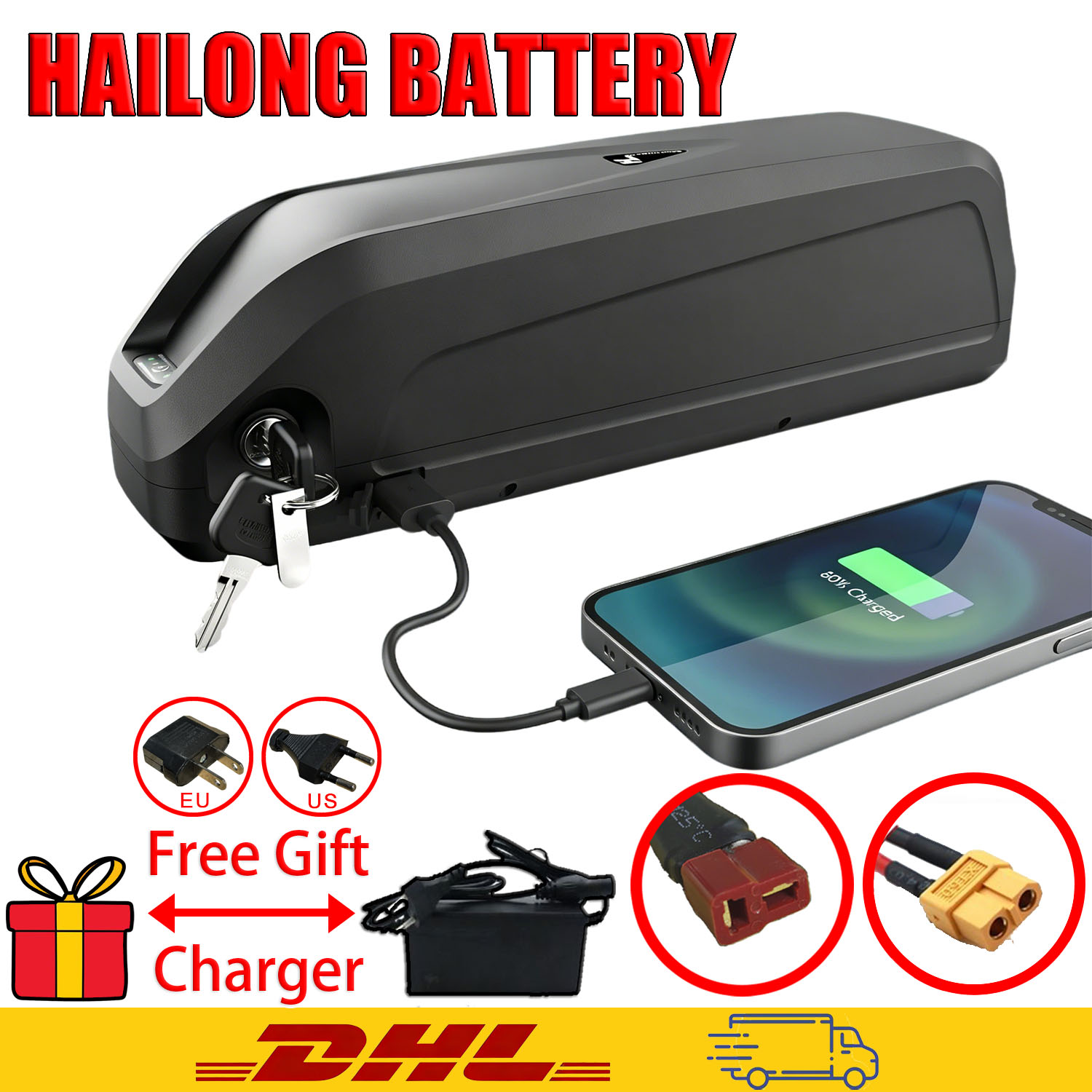 Ebike Battery 48V 20Ah Hailong - New Hailong Electric Bicycle Battery Pack