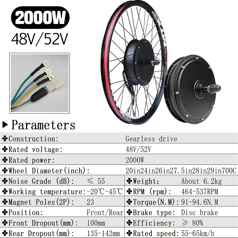 MTX 48V52V 2000W Ebike Motor W - огляд і ціна 72V 5000W Hub Motor Kit