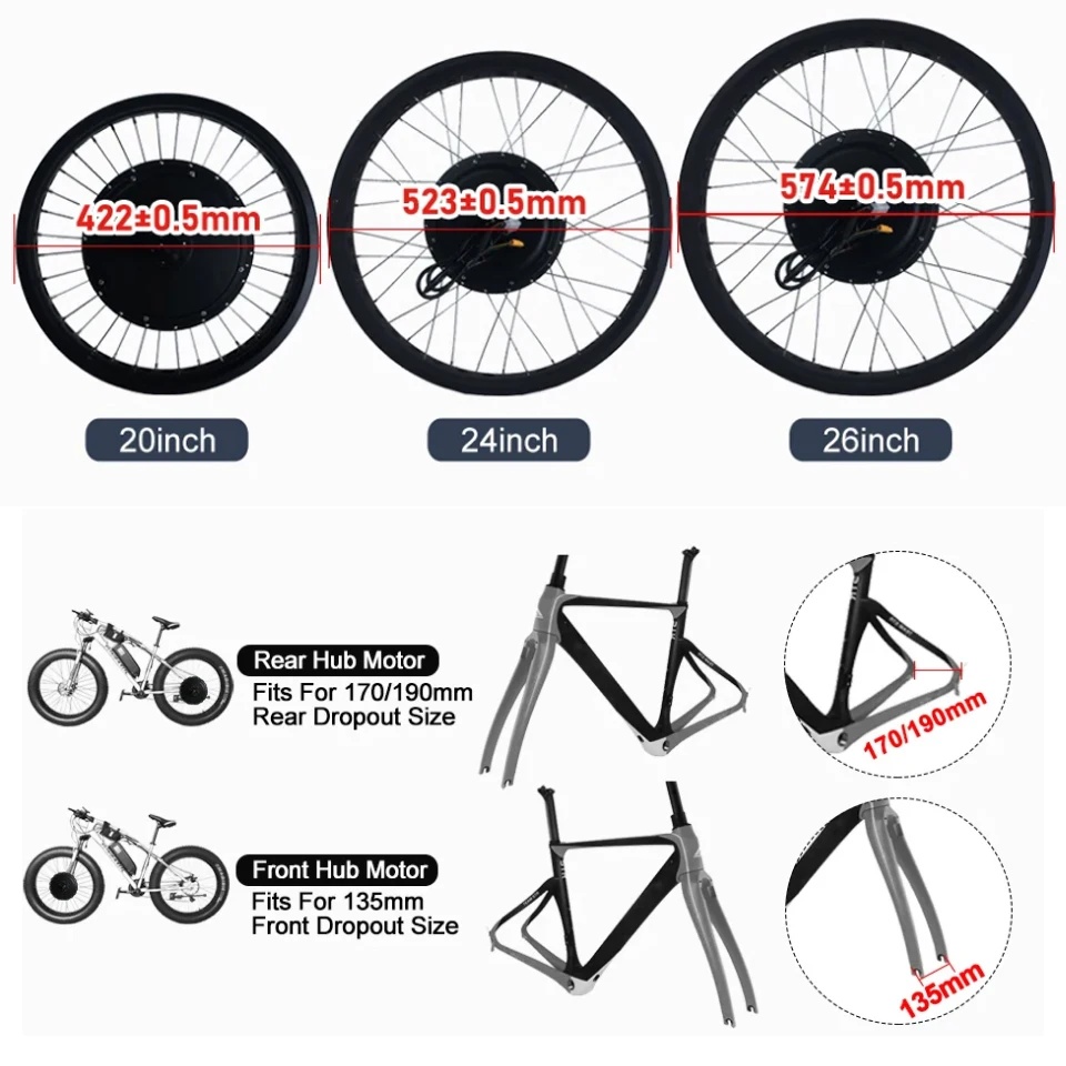72V 3000W Fat Tire Snow Bike M - огляд і ціна Fat Tire Ebike Conversion Kit 2000W
